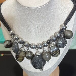 Elegant Black and Silver Beaded Necklace